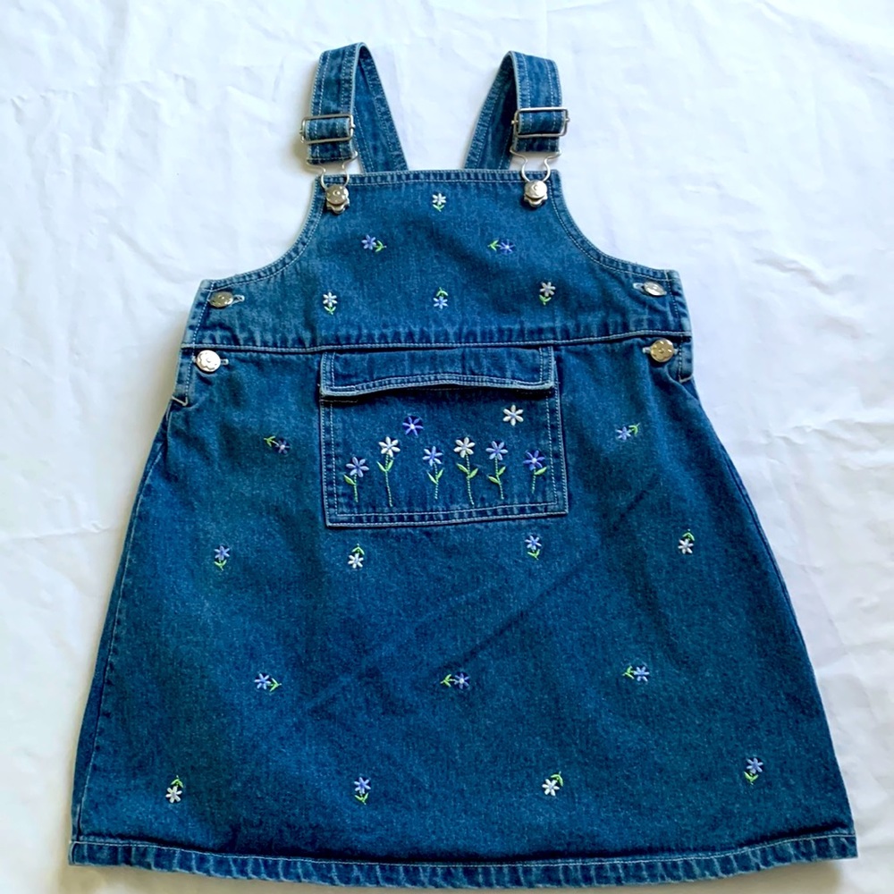 GREEN DOG Little Girls size 4T overall demin jumper.